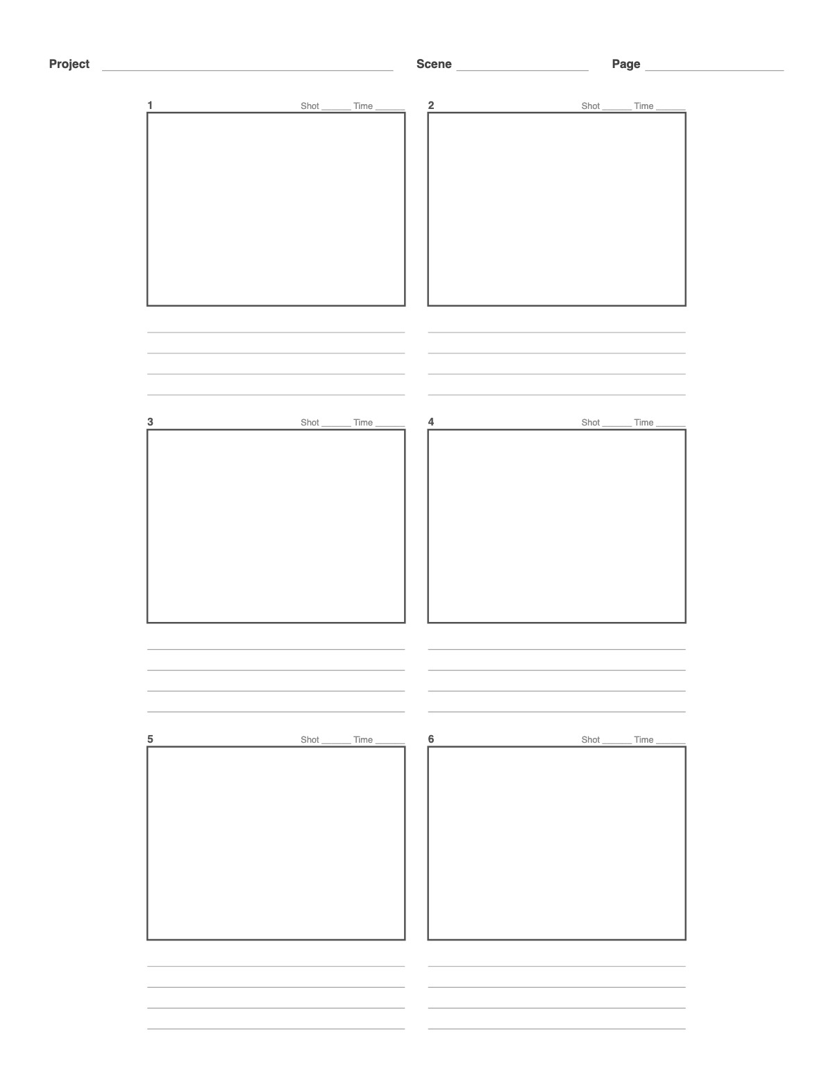Animation Storyboard Template printable preview