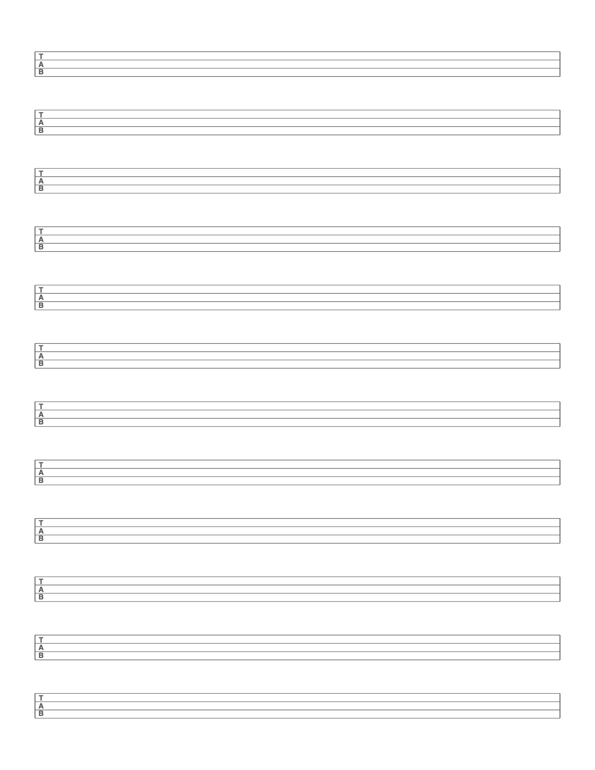 Bass Tab Paper printable preview