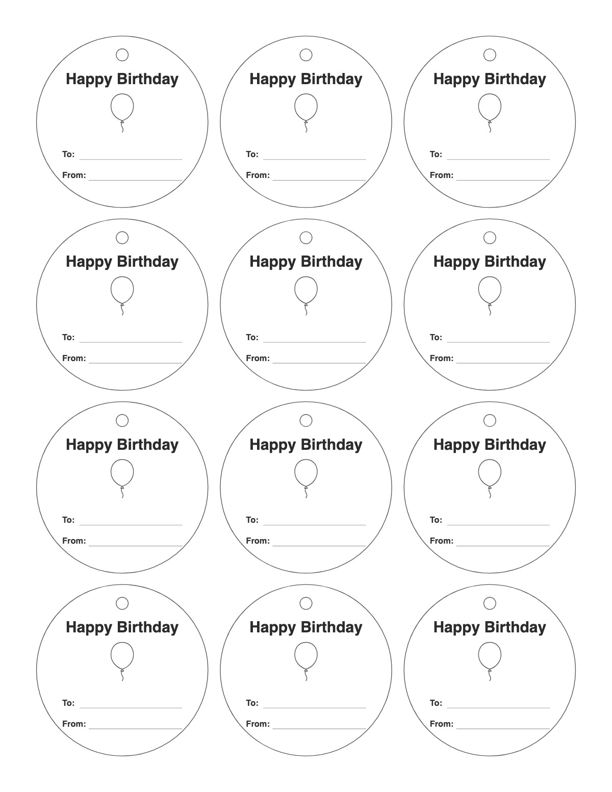 Birthday Gift Tags printable preview