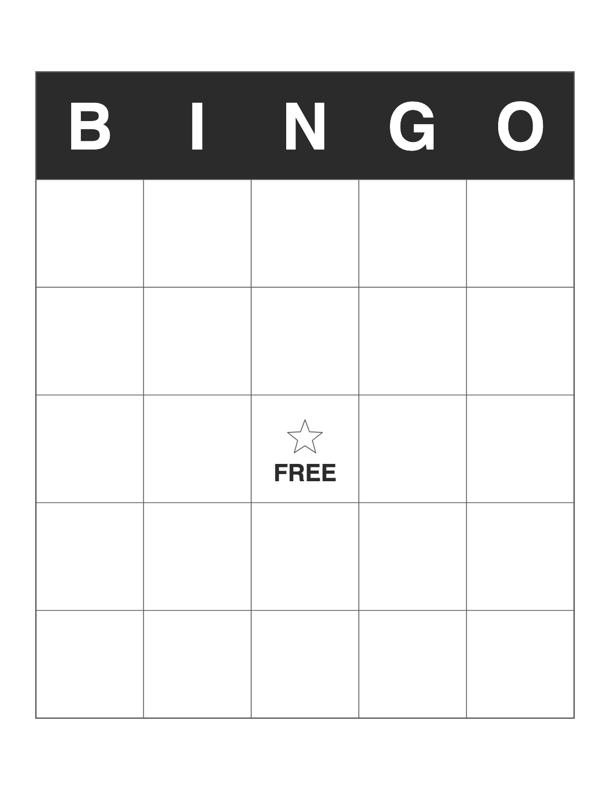 Blank Bingo Card printable preview