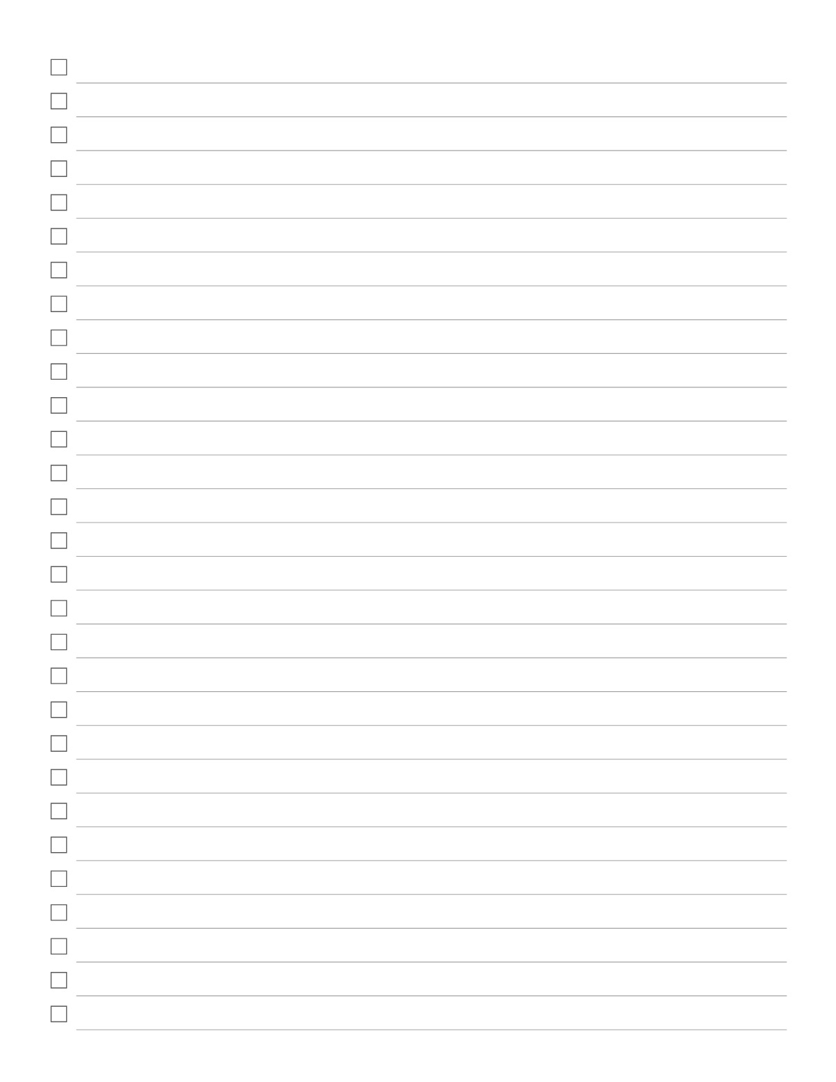 Blank Checklist printable preview