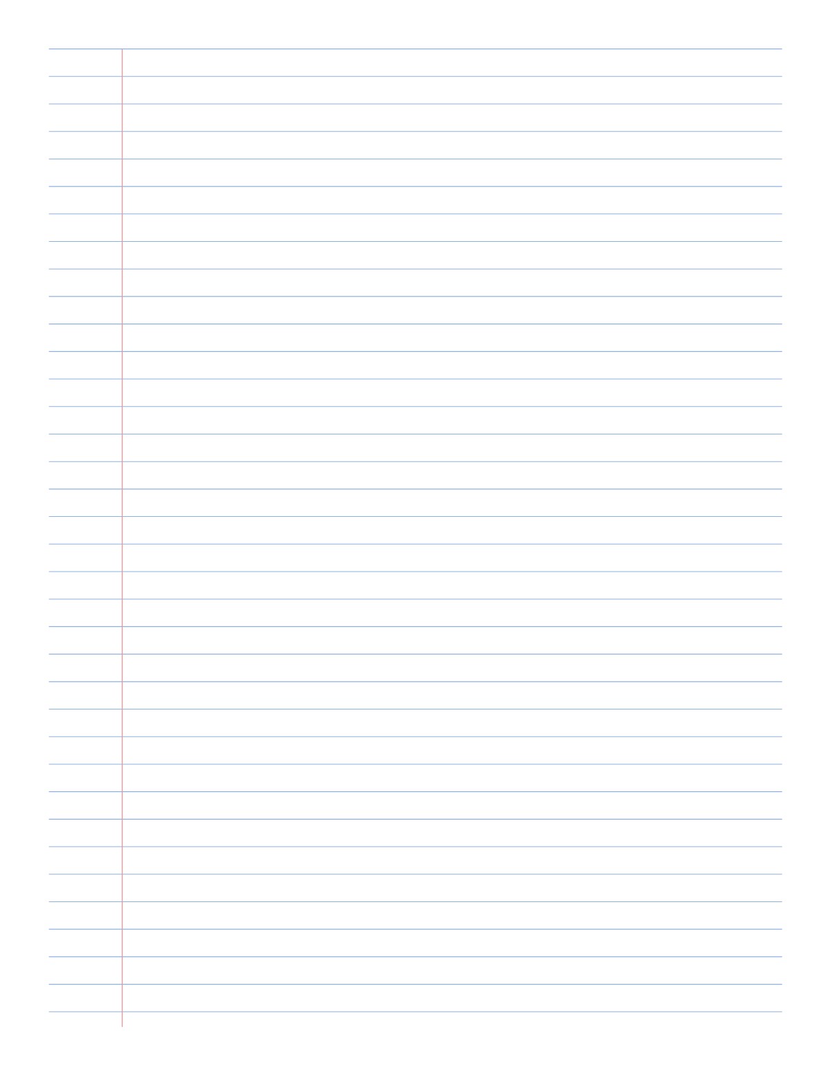 Blue Lined Paper printable preview