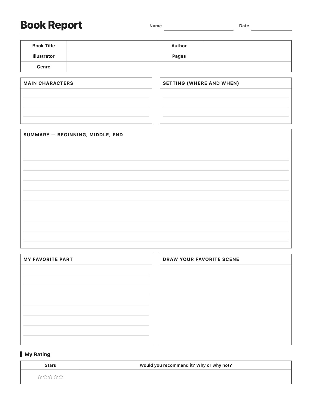 Book Report template preview