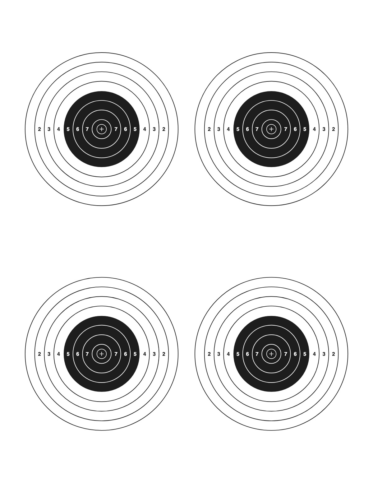 Bullseye Targets (4 per Page) printable preview