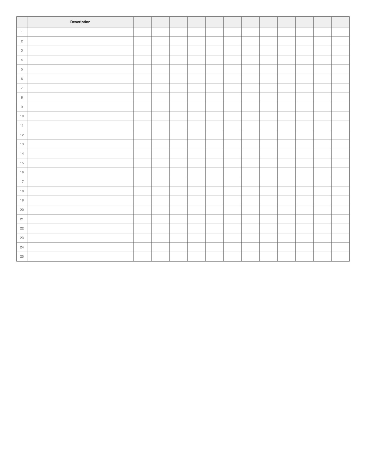 12 Column Columnar Paper printable preview