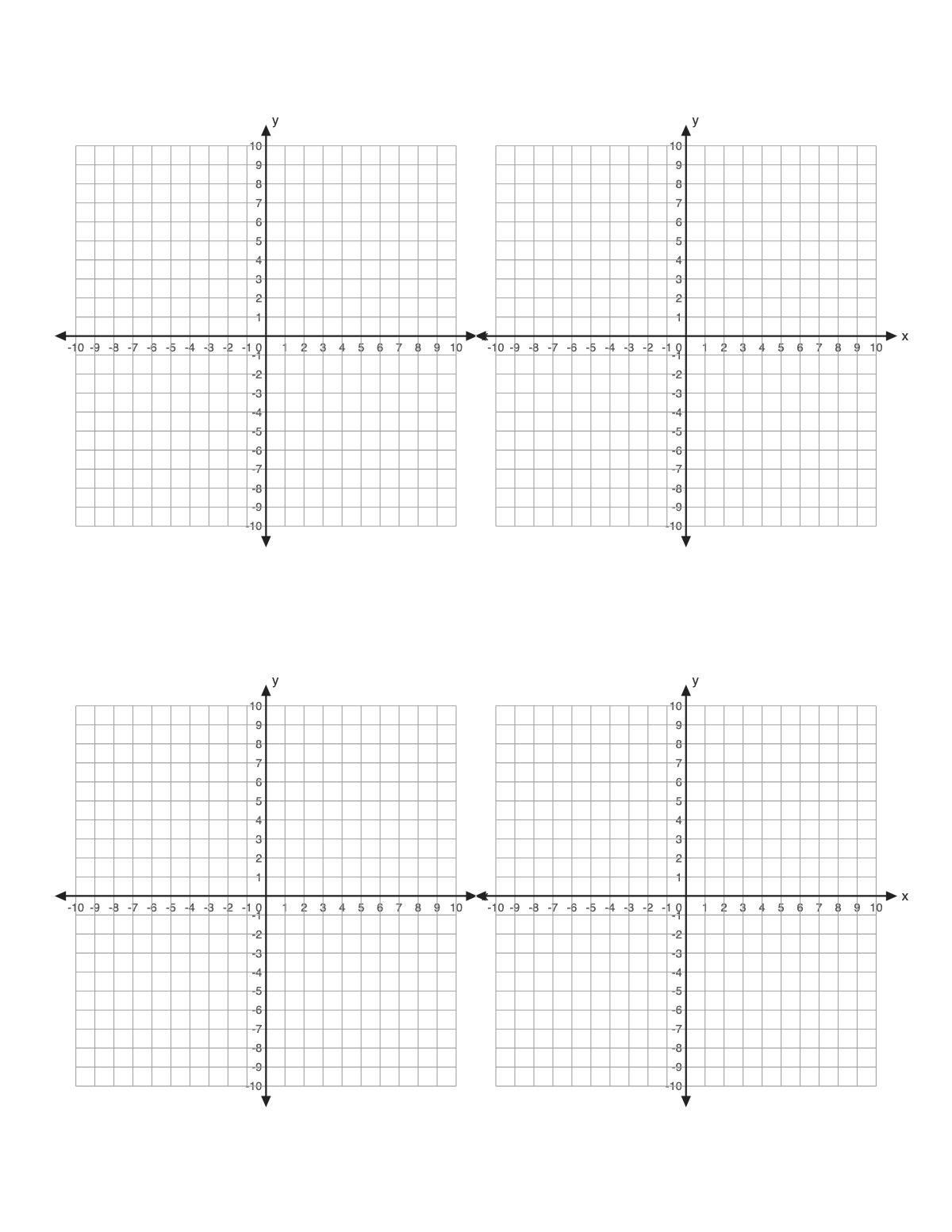 Coordinate Plane – 4 per Page printable preview