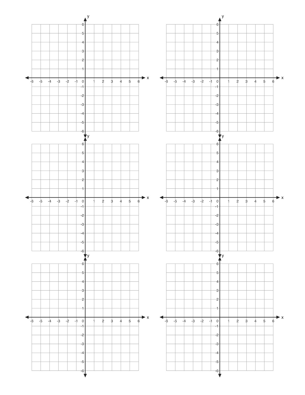 Coordinate Plane – 6 per Page printable preview