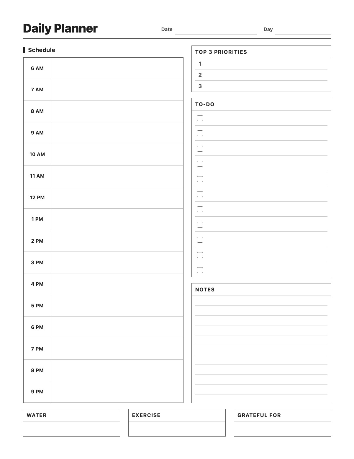 Daily Planner template preview