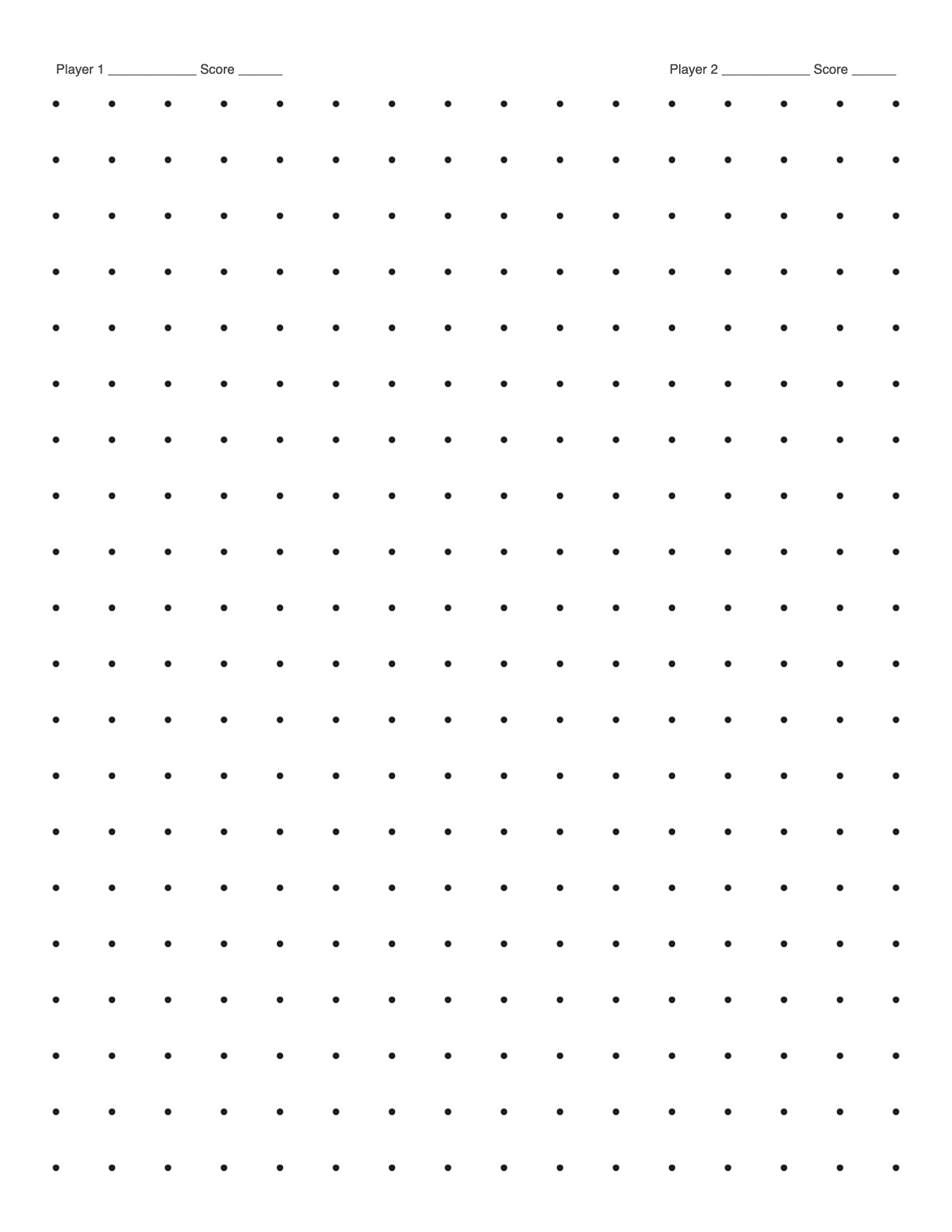 Dots and Boxes printable preview
