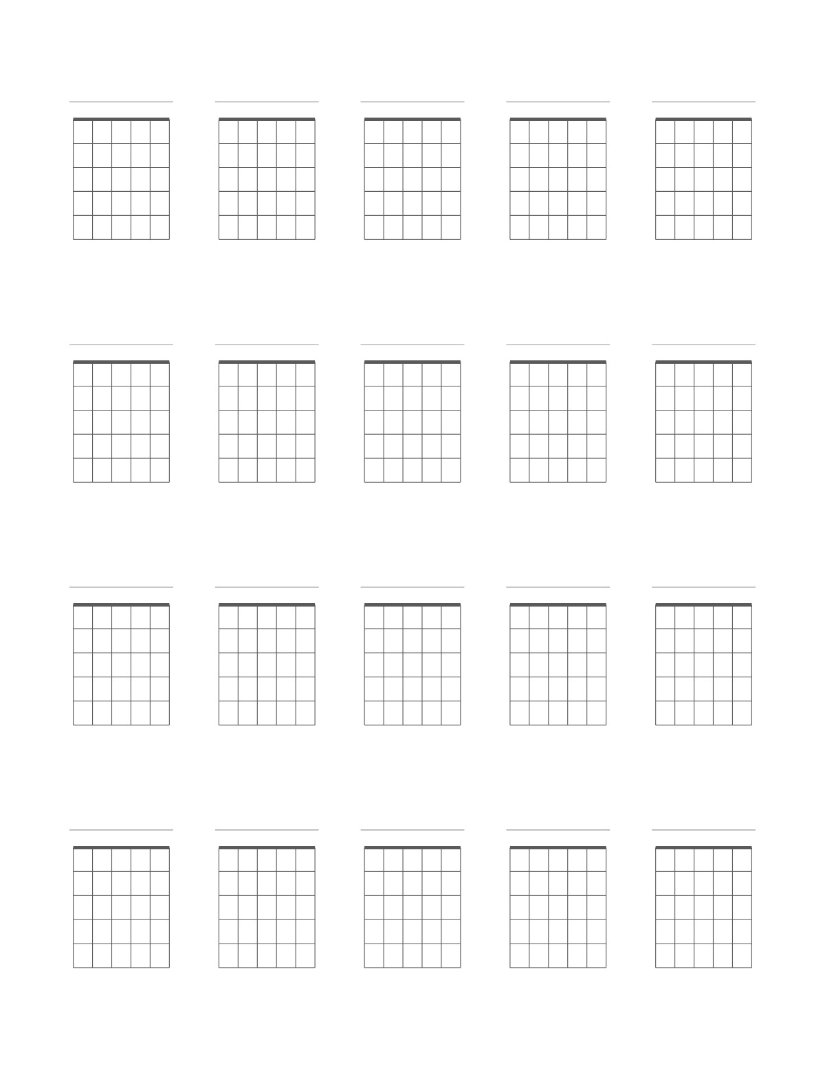 Blank Guitar Chord Chart printable preview
