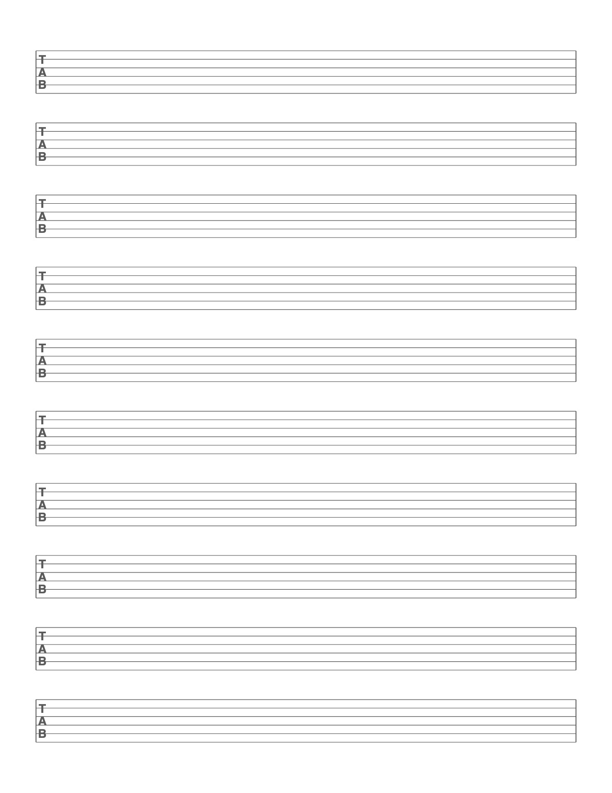 Guitar Tab Paper printable preview