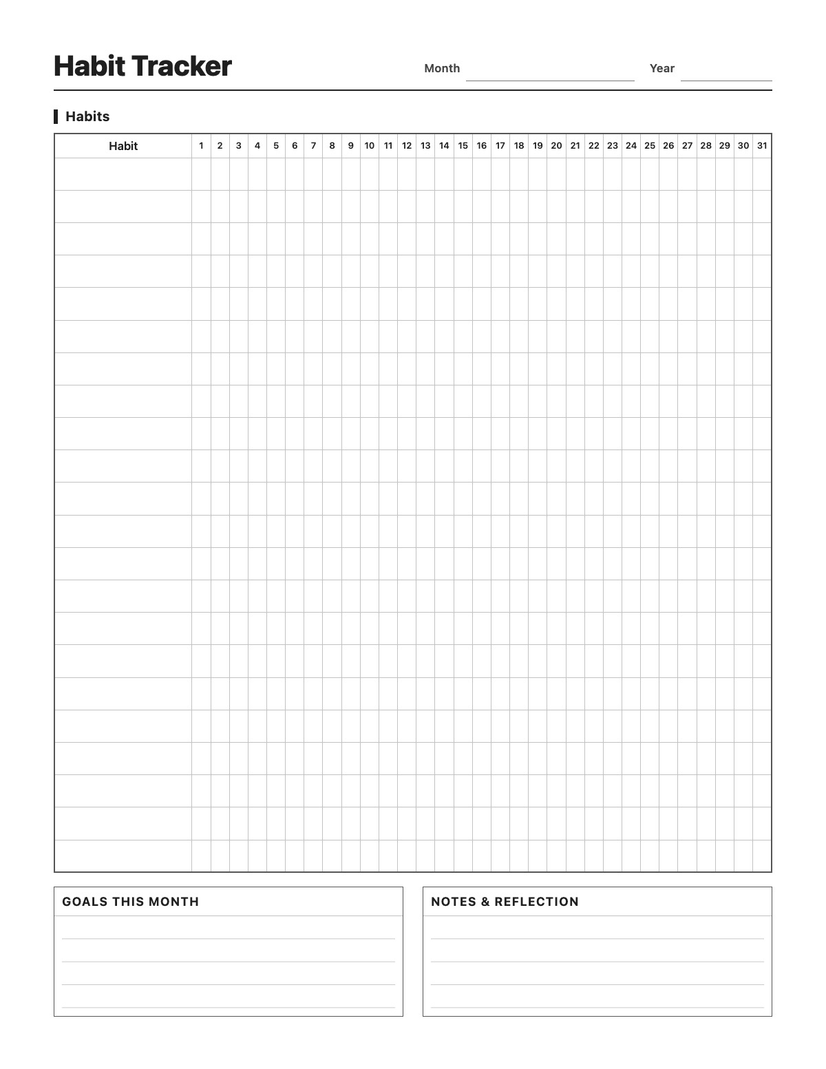 Habit Tracker template preview
