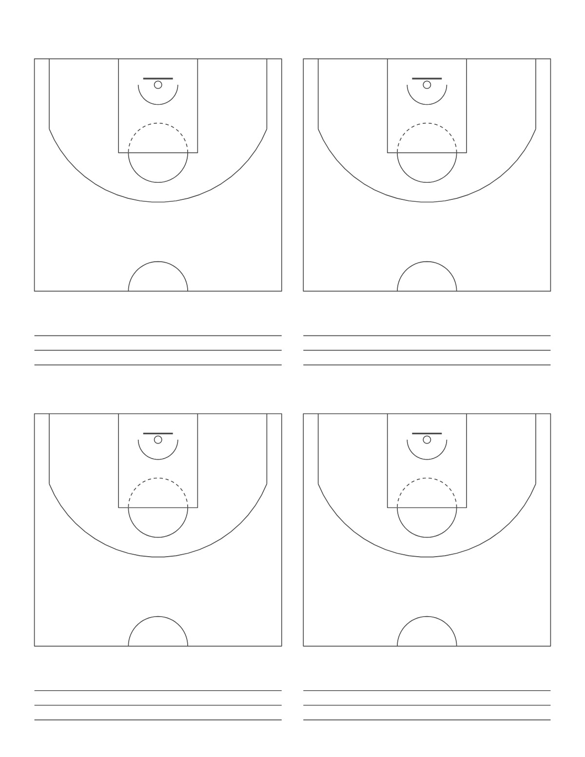 Half Court Basketball Diagram printable preview
