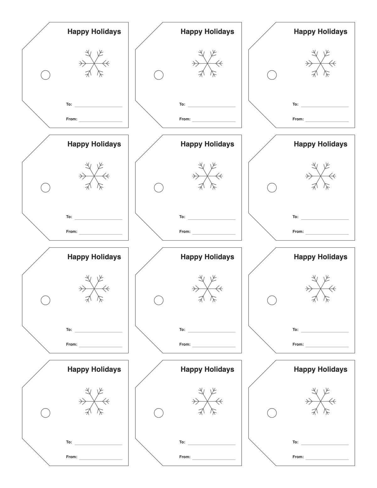 Holiday Gift Tags printable preview