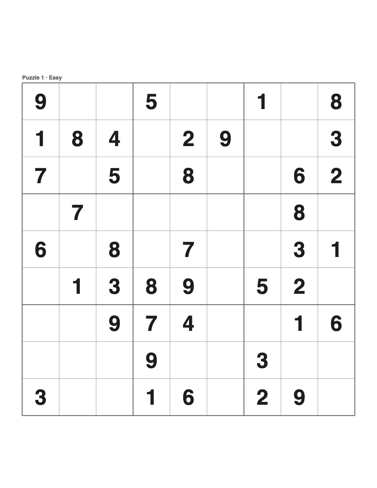 Large Print Sudoku printable preview