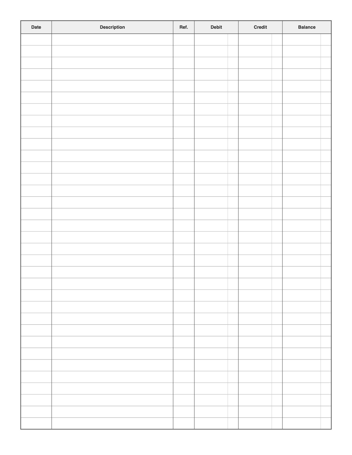 Ledger Paper printable preview