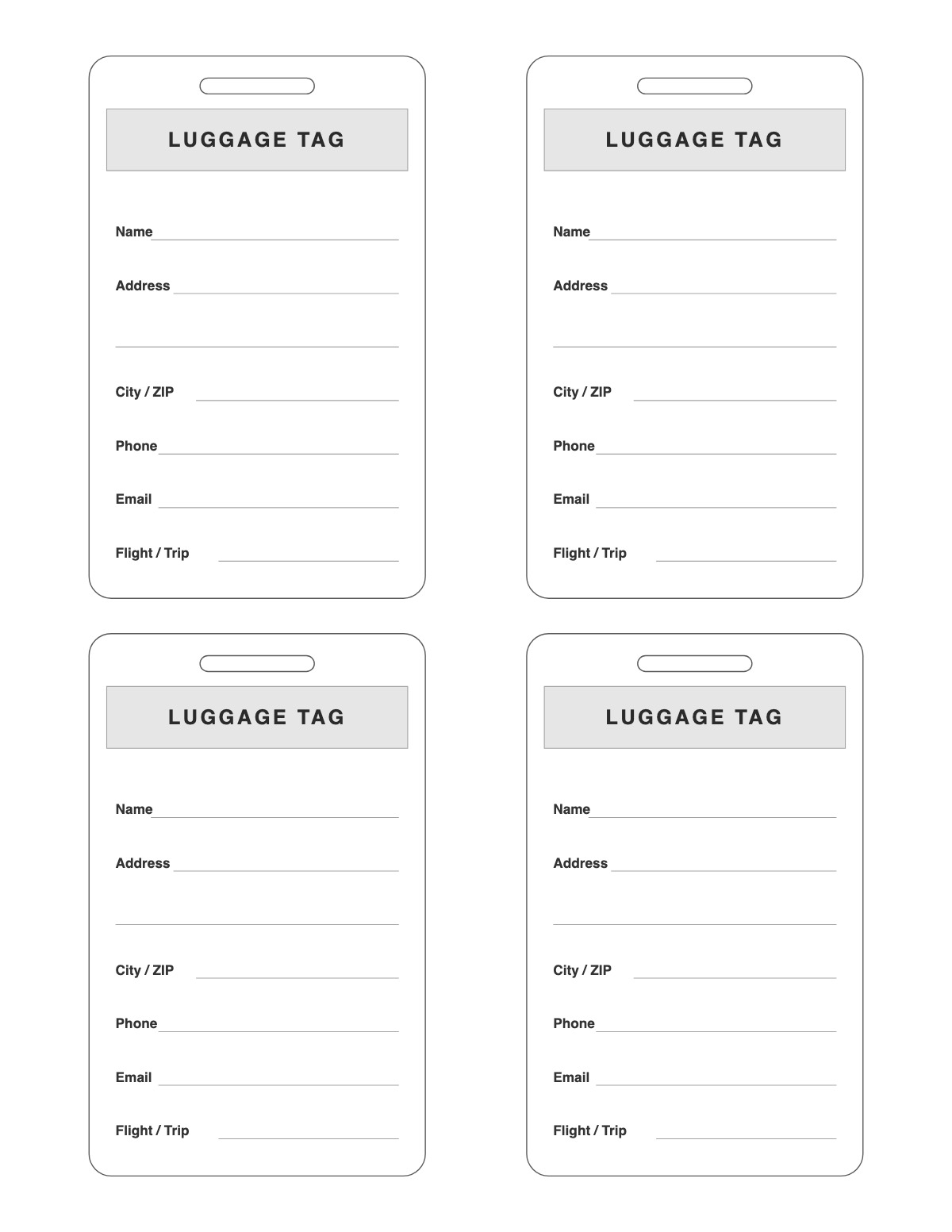 Luggage Tags printable preview
