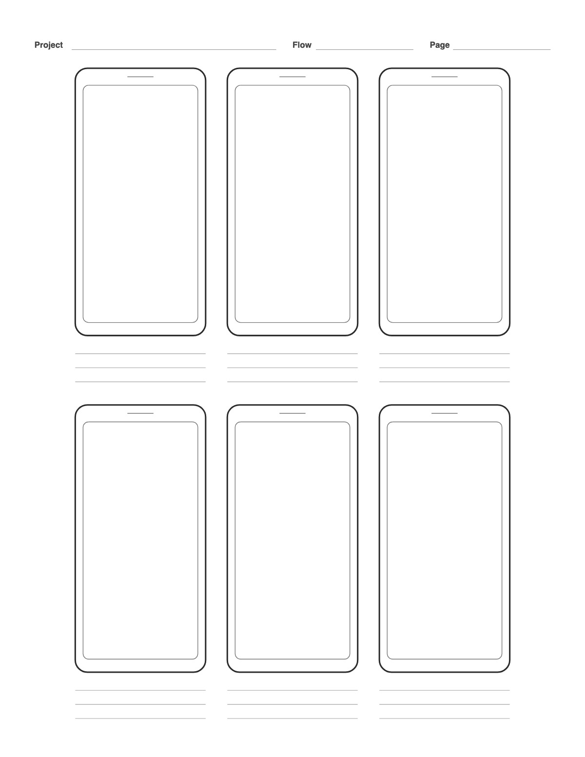 Mobile App Wireframe Template printable preview