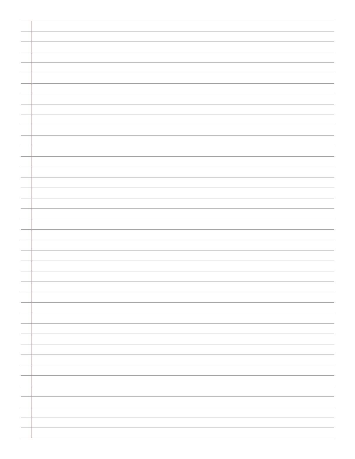 Narrow Ruled Paper printable preview