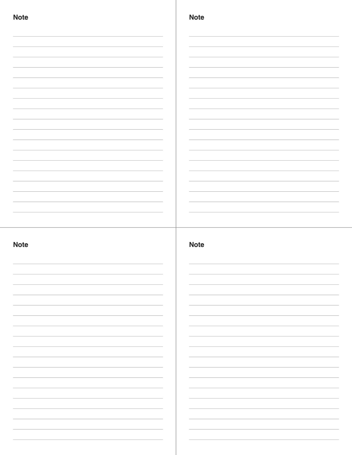 Note Cards printable preview