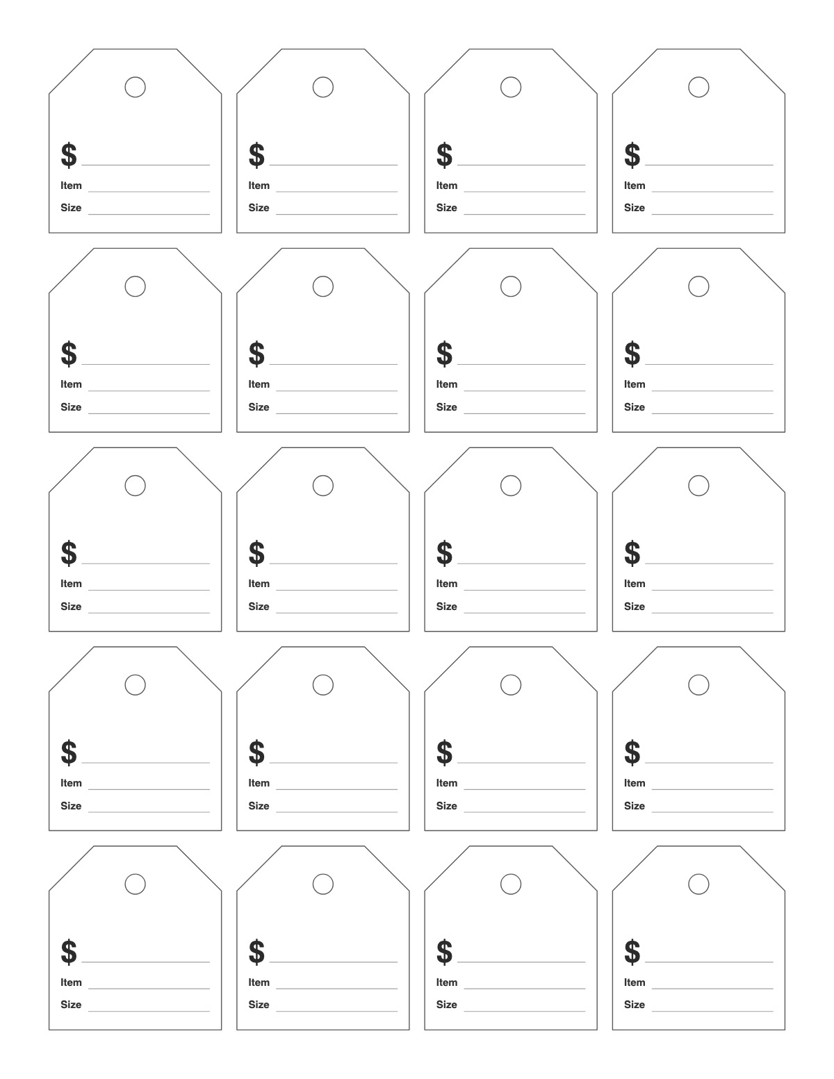 Price Tags printable preview