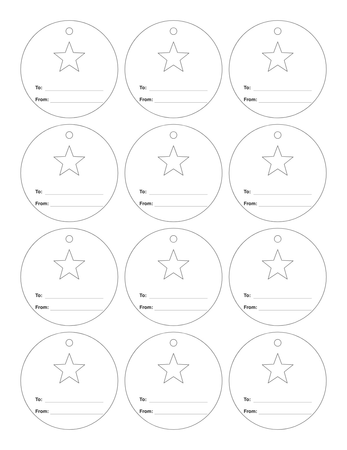 Round Gift Tags printable preview