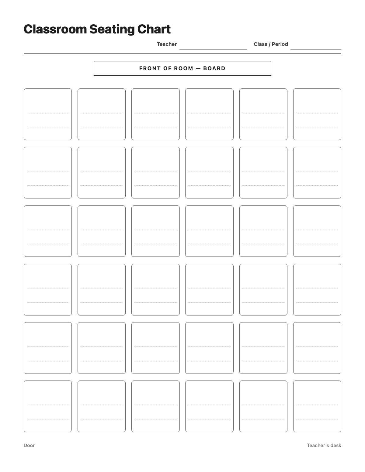 Classroom Seating Chart template preview
