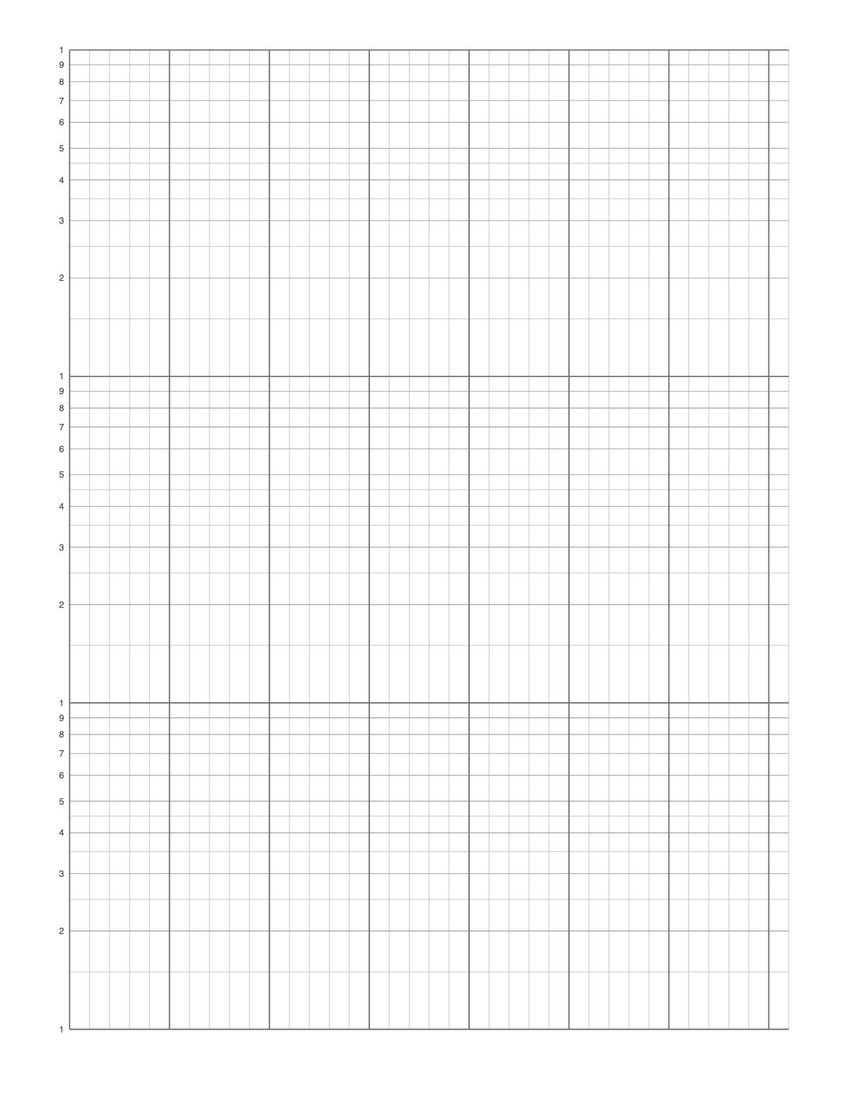 Semi-Log Graph Paper printable preview