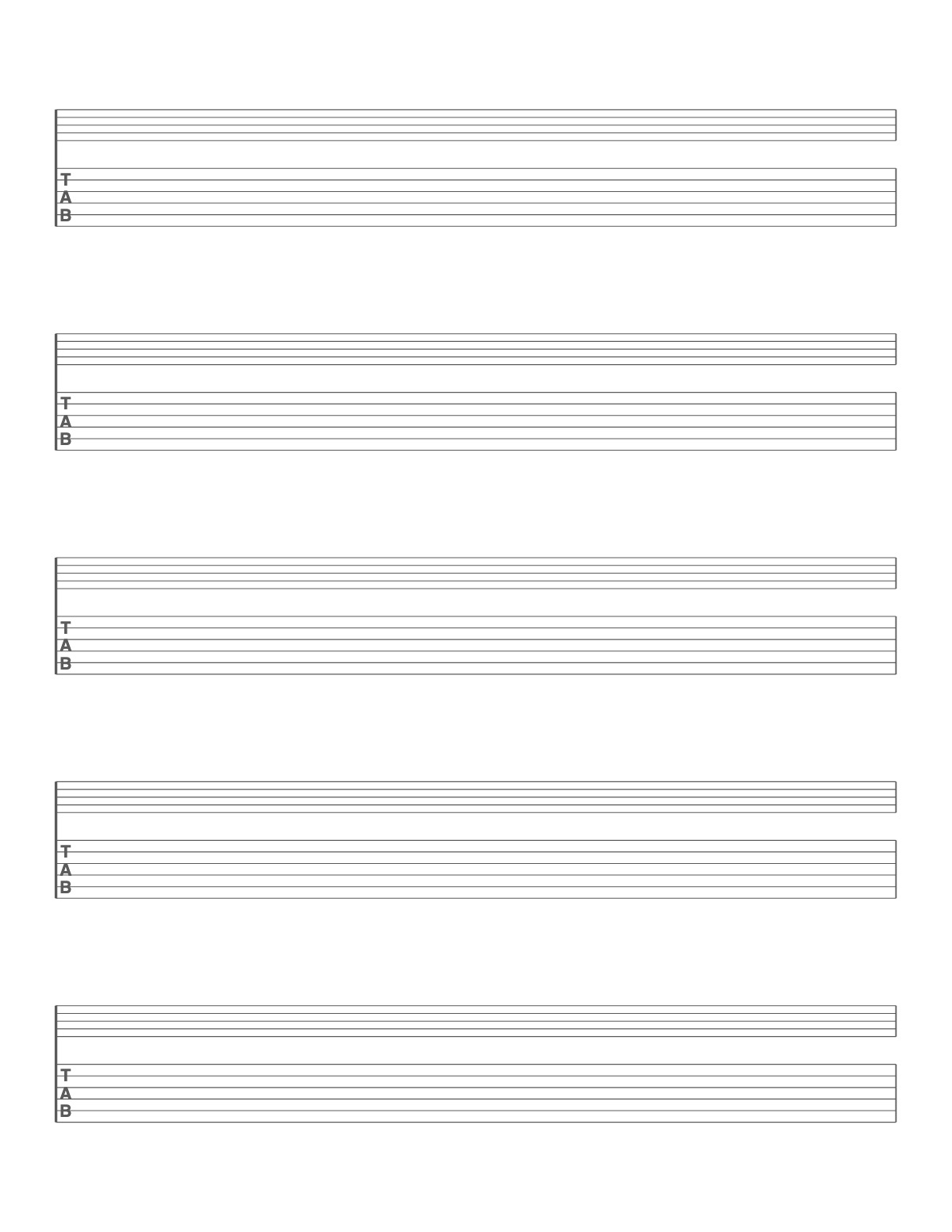 Staff and Tab Paper printable preview