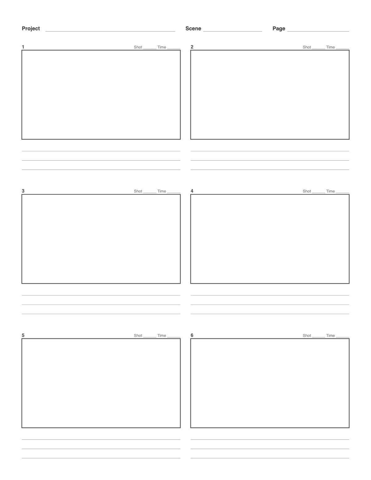 Storyboard Template printable preview