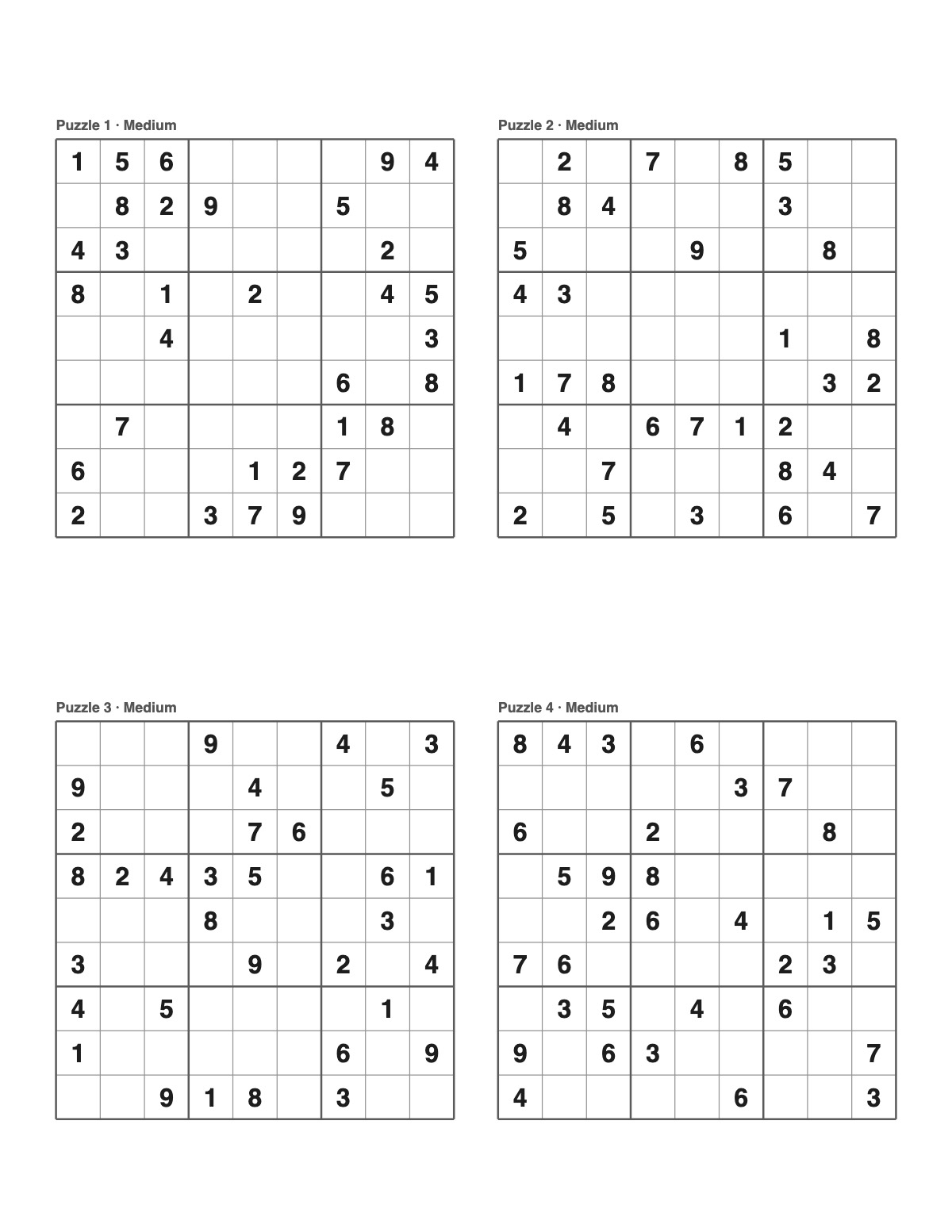 Printable Sudoku printable preview