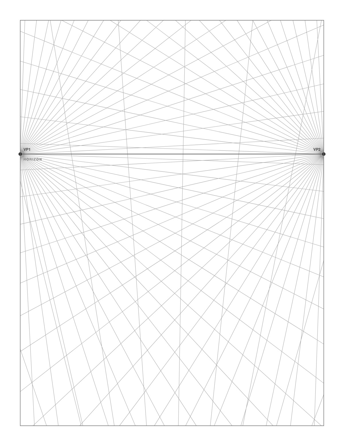 Three-Point Perspective Grid printable preview