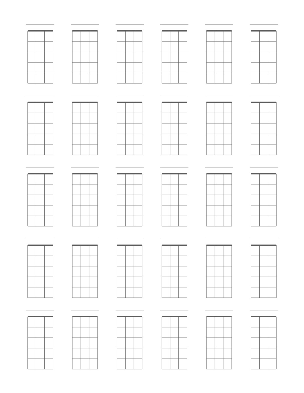 Blank Ukulele Chord Chart printable preview