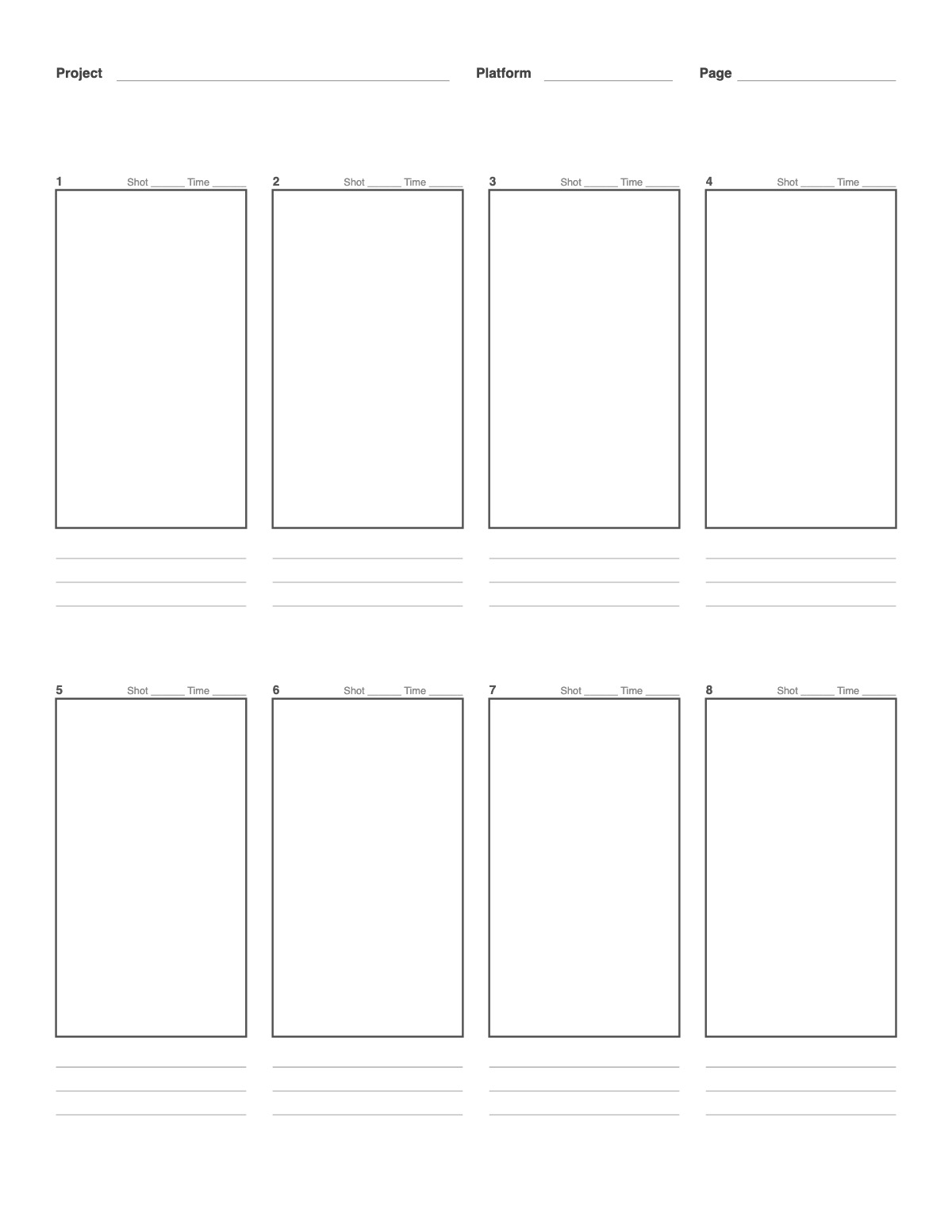 Vertical Video Storyboard (9:16) printable preview