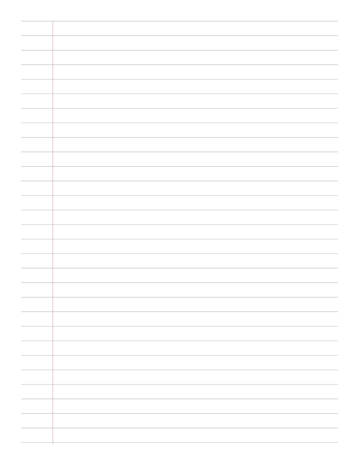 Wide Ruled Paper printable preview
