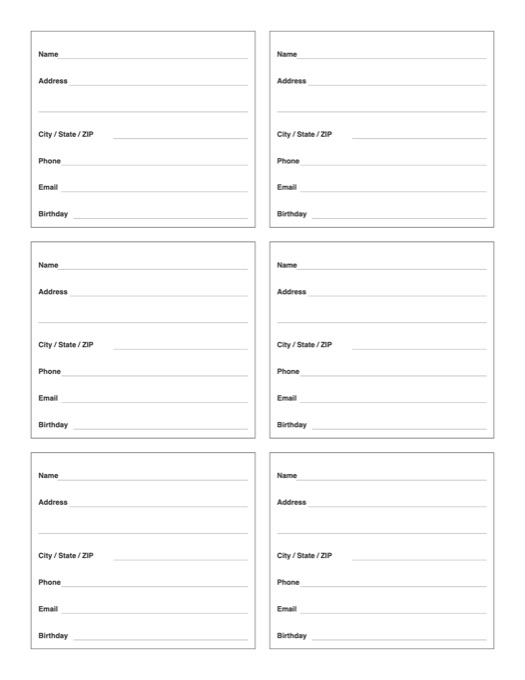 Address Book Template template preview