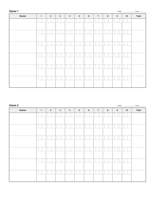 Bowling Score Sheet template preview
