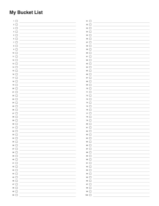 Bucket List Template template preview