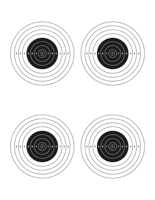 Bullseye Targets (4 per Page) template preview