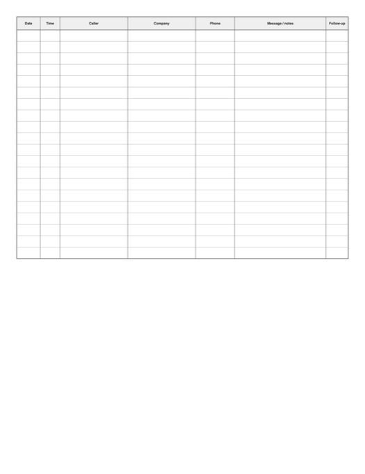 Call Log template preview