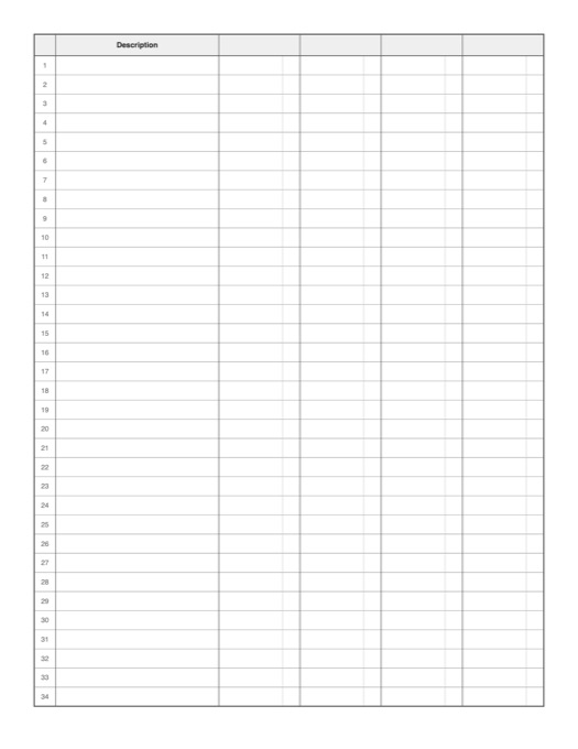 4 Column Columnar Pad template preview
