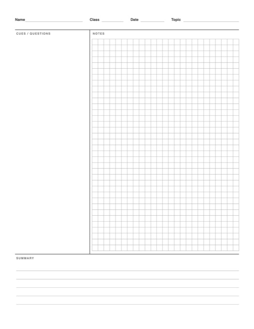 Cornell Notes Graph Paper template preview