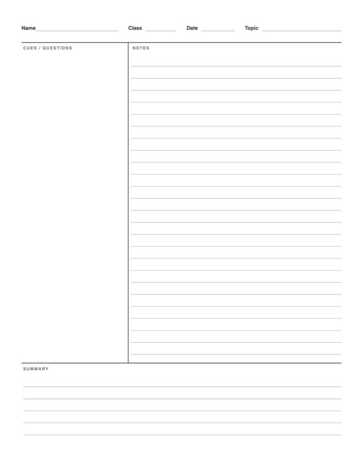 Cornell Notes Template template preview