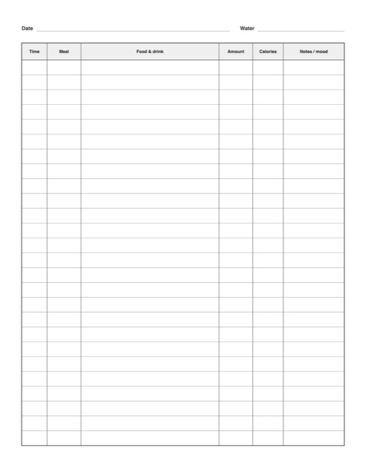 Food Log template preview