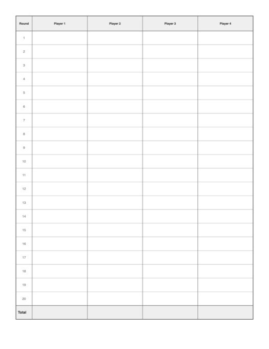 Game Score Sheet template preview