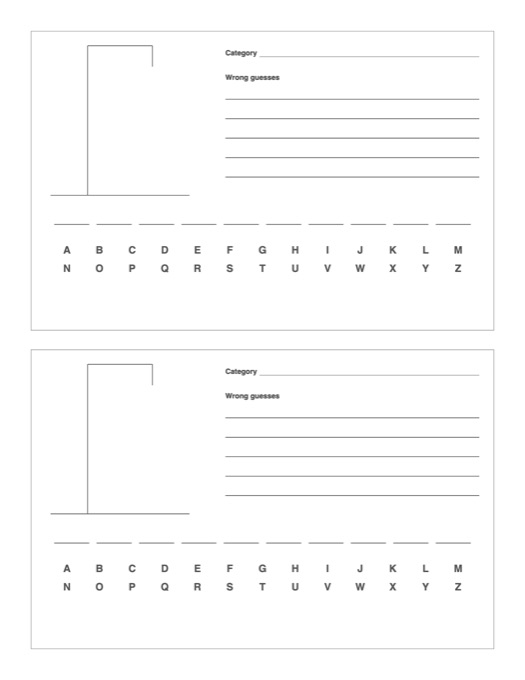 Hangman Game Sheet template preview