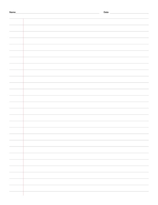 Lined Paper with Name and Date template preview