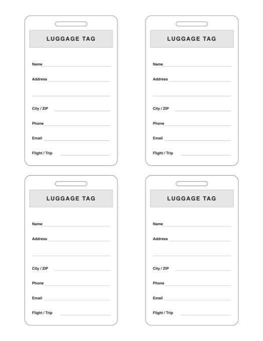Luggage Tags template preview