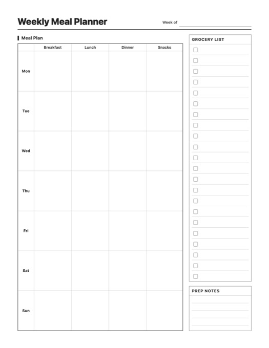 Weekly Meal Planner template preview