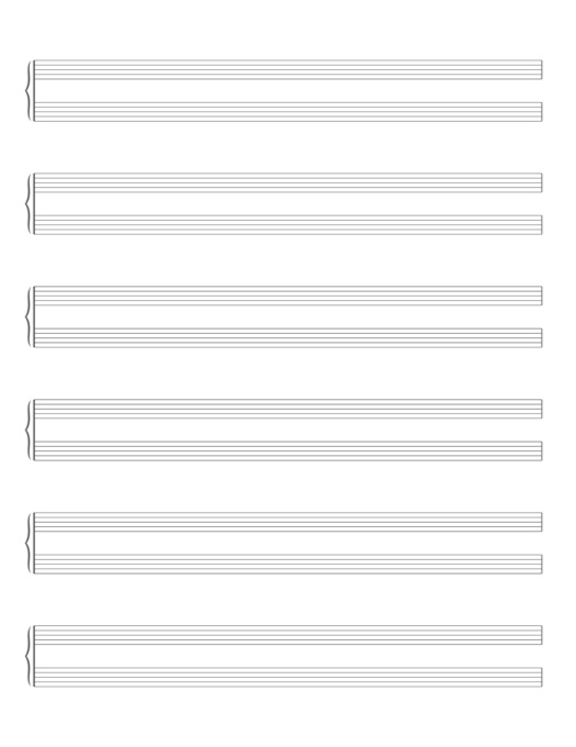 Piano Staff Paper (Grand Staff) template preview